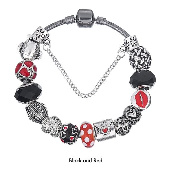 GENUINE MURANO STYLE GLASS & STAINLESS STEEL CHARM BRACELET 8"+ 2" EXTENDER NEW! - Picture 2 of 5